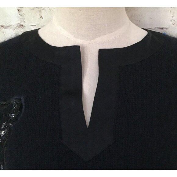 Vintage ESCADA MARGARET LEY Sweater Dark Blue Mohair Sequin Metallic Panther 38 - Picture 2 of 4